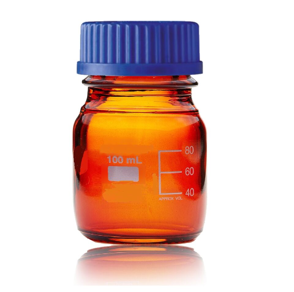 OTOKLAV ŞİŞESİ AMBER 100 ML GL 45 MAVİ KAPAK BORO 3.3