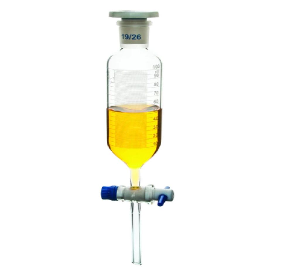 SİLİNDİRİK AYIRMA HUNİSİ PTFE MUSLUK 500 ML