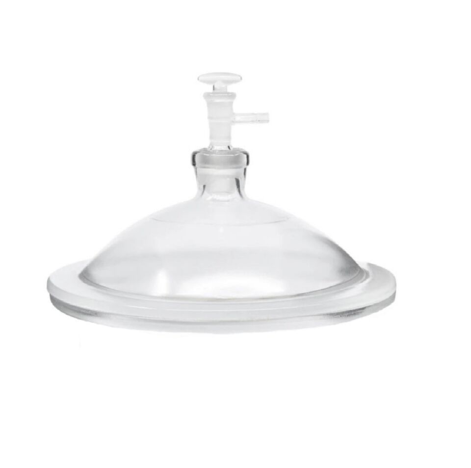 Desikatör Kapağı 300 mm - Vakumlu -Musluklu-Cam - Dessicator Glass Vacuum Lid