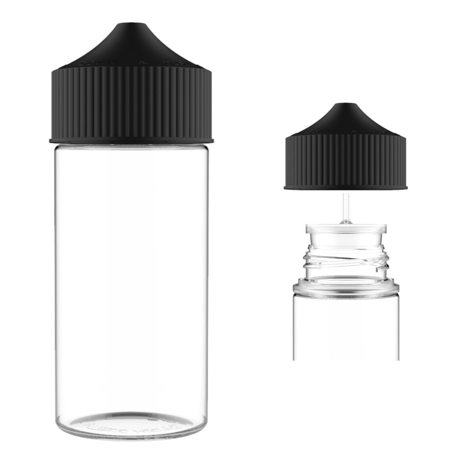 Liquid Bottle Gorilla 120 ml Transparent Bottle Black Cap 50 pcs