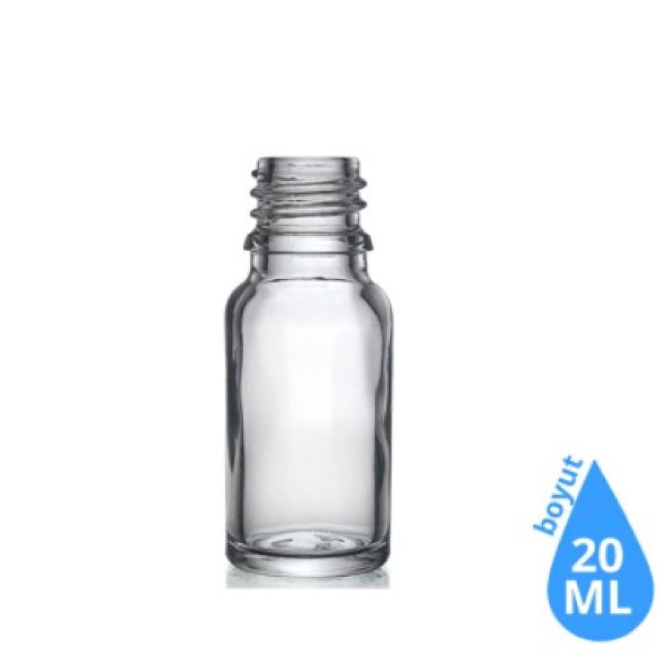 Dropper Cam Şişe 20 ml Şeffaf Kapaksız