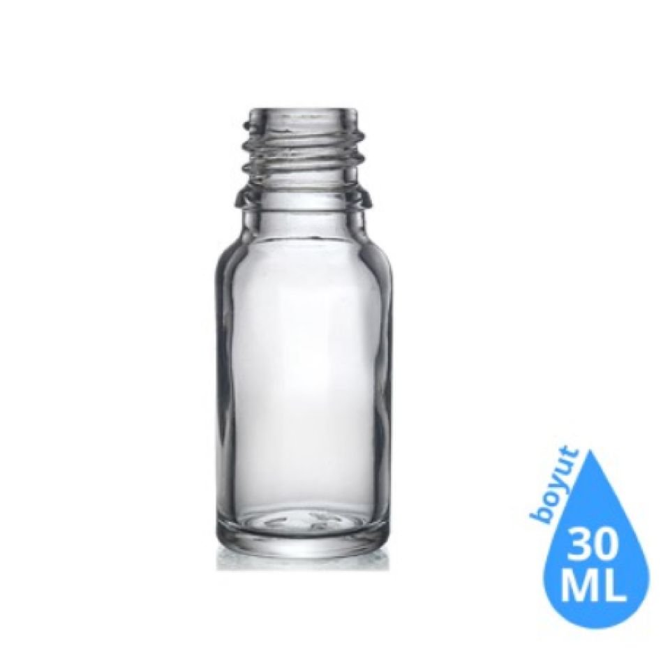 Dropper Cam Şişe 30 ml Şeffaf Kapaksız