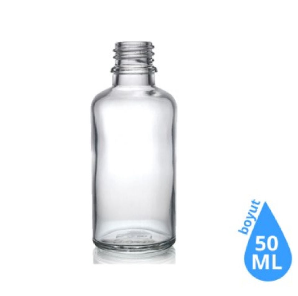 Dropper Cam Şişe 50 ml Şeffaf Kapaksız