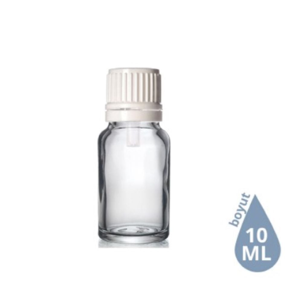 Dropper Cam Şişe 10 ml Şeffaf Beyaz İçten Damlalıklı Euro Kapak