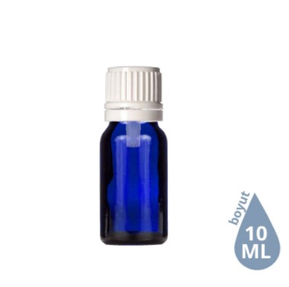 Dropper Cam Şişe 10 ml Mavi Beyaz İçten Damlalıklı Euro Kapak
