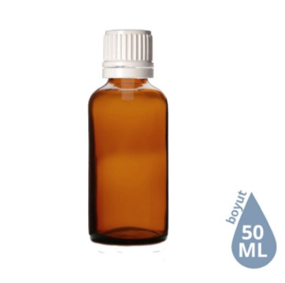 Dropper Cam Şişe 50 ml Amber Beyaz İçten Damlalıklı Euro Kapak