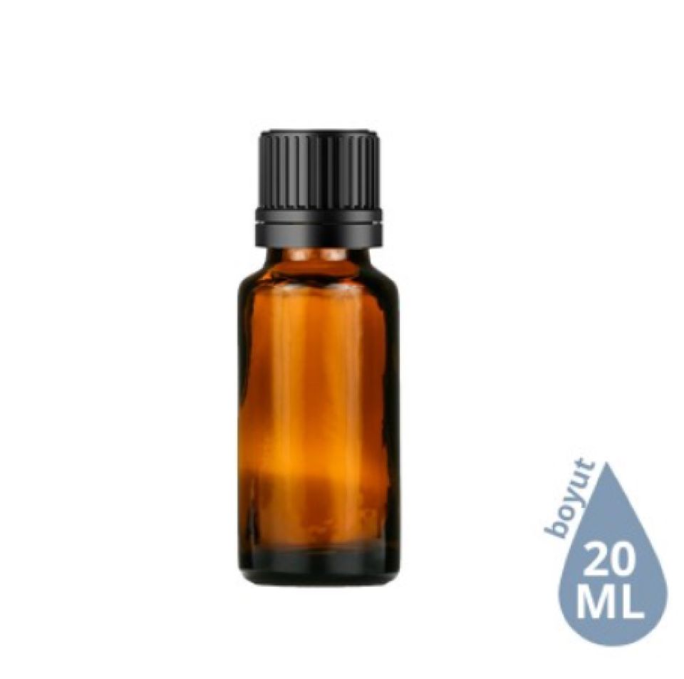 Dropper Cam Şişe 20 ml Amber Siyah İçten Damlalıklı Euro Kapak