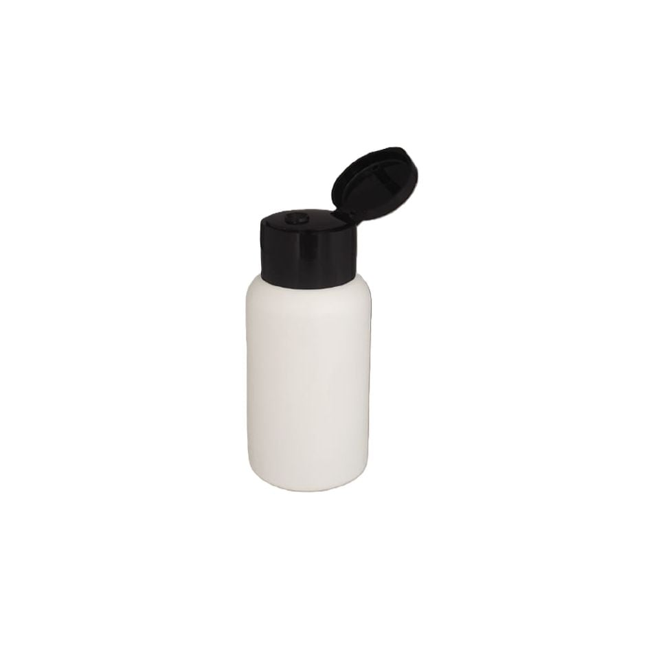 50 ML ŞİŞE FİLİPTOP KAPAKLI BEYAZ ŞİŞE SİYAH FİLİPTOP KAPAK TOMBUL MODEL 24 AĞİZ