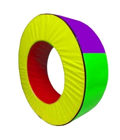 Silindir Halka Minder 120 cm Kırmızı Sarı