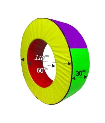 Silindir Halka Minder 110 cm Kırmızı Sarı