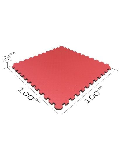 Tatami Minder 100x100 cm Kalınlık 26 mm Kırmızı Siyah