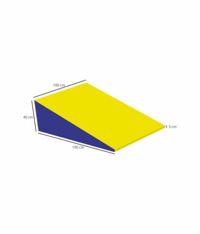 Üçgen Minder 100x100x40 cm Mavi Sarı