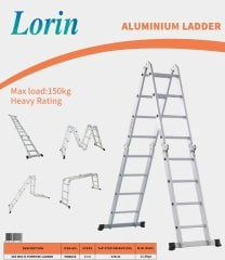 Lorin Çok Amaçlı Fonksiyonel Akrobat Aluminyum Merdiven 4x3 HMA018