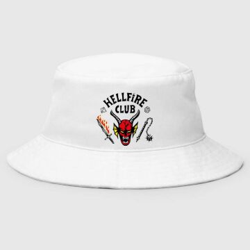 Stranger Things 4. Sezon Dustin Hellfire Club Beyaz Bucket Şapka