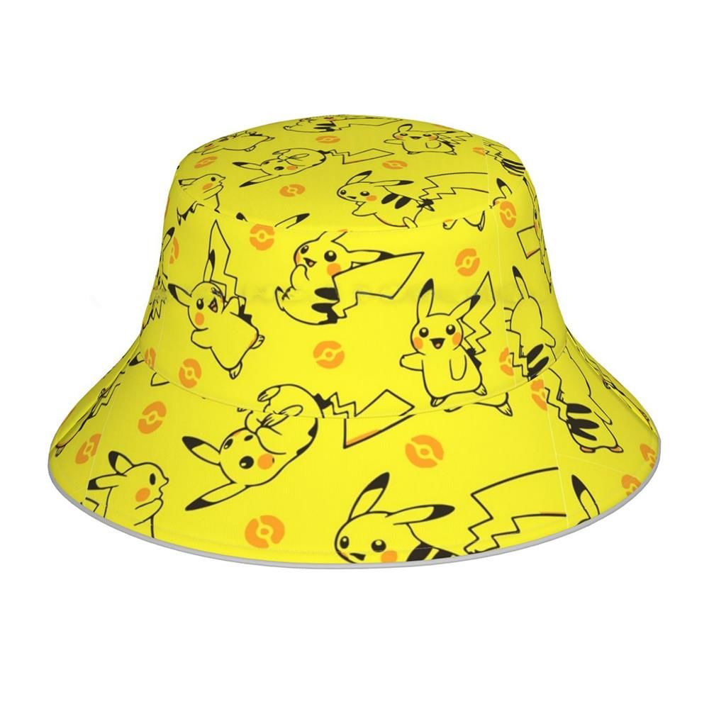 Sarı Anime Pokemon - Pikachu Kolaj Bucket Şapka