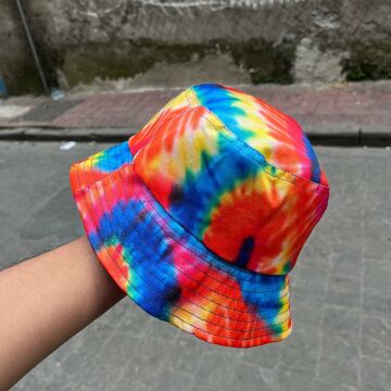 Rainbow (Gökkuşağı) Sarmal Kolaj Bucket Şapka