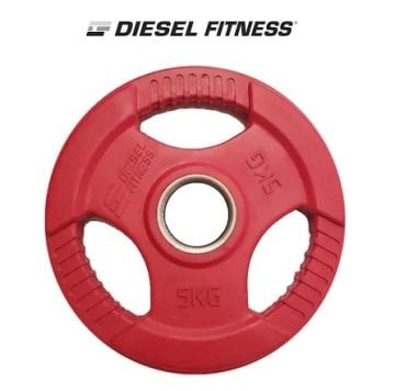 Diesel Fitness Rop 4 Olimpik Kauçuk Flanş - Plaka 5kg Kırmızı
