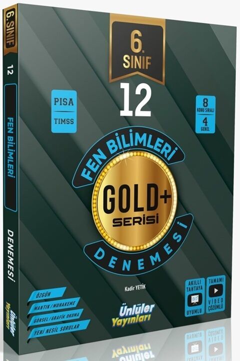 Ünlüler 6. Sınıf Fen Bilimleri Gold Serisi 12 Deneme Ünlüler Yayınları