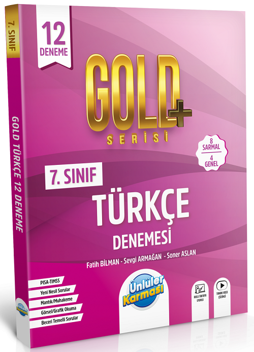 Ünlüler 7. Sınıf Türkçe Gold Serisi 12 Deneme Ünlüler Yayınları