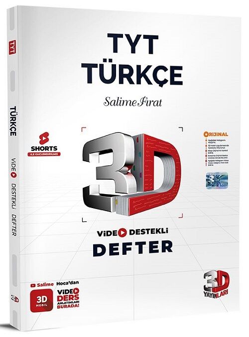 3D Yayınları YKS TYT Türkçe Video Destekli Defter 3D Yayınları