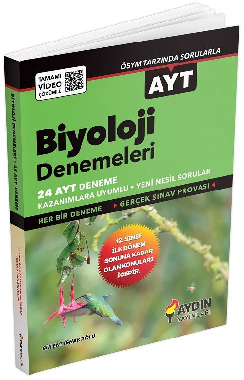 Aydın 2023 YKS AYT Biyoloji 24 Deneme Video Çözümlü Aydın Yayınları