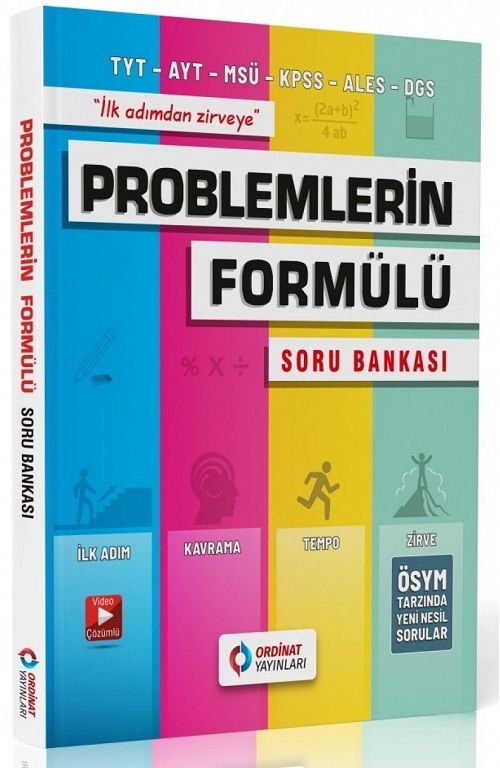 Ordinat YKS TYT AYT KPSS MSÜ ALES Problemlerin Formülü Soru Bankası Ordinat Yayınları
