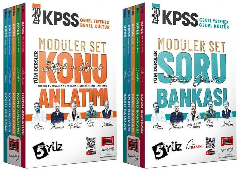 Yargı 2024 KPSS Genel Yetenek Genel Kültür 5Yüz Konu + Soru Bankası Modüler 2 li Set Yargı Yayınları