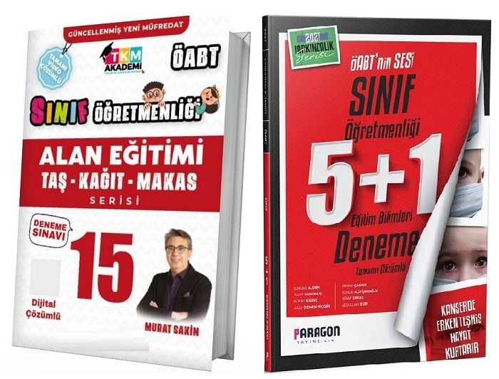 SÜPER FİYAT TKM + Paragon ÖABT Sınıf 15+5 Deneme 2 li Set - Murat Sakin TKM Akademi + Paragon Yayınları