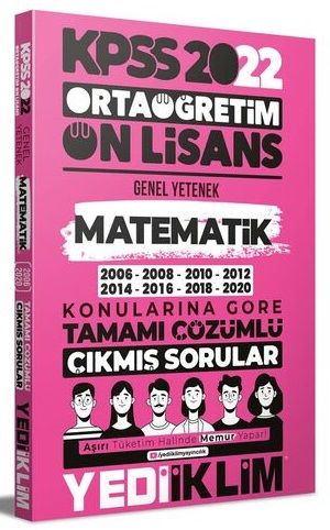 SÜPER FİYAT Yediiklim 2022 KPSS Ortaöğretim Lise Ön Lisans Matematik Çıkmış Sorular Konularına Göre Çözümlü Yediiklim Yayınları