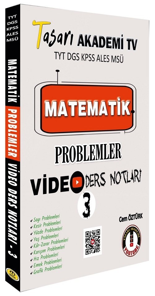 Tasarı TYT DGS KPSS ALES MSÜ Matematik Problemler Video Ders Notları - Cem Öztürk Tasarı Yayınları