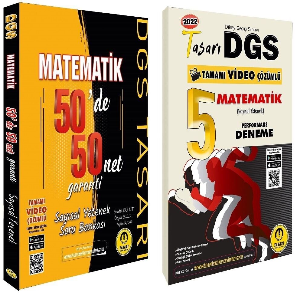 SÜPER FİYAT Tasarı DGS Matematik Sayısal 50 de 50 Net Garanti Soru + 5 Deneme 2 li Set Tasarı Yayınları