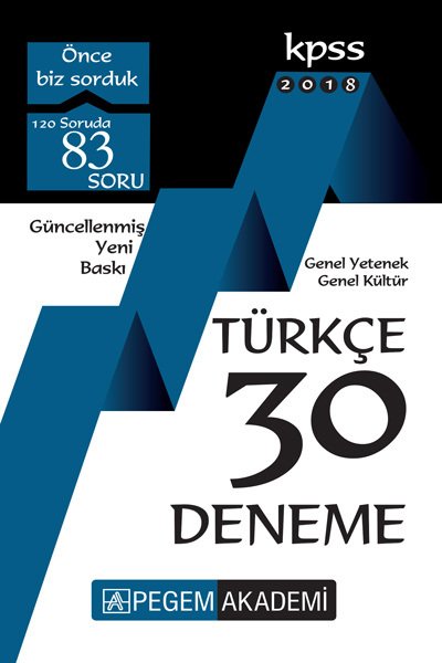 Pegem 2018 KPSS Türkçe 30 Deneme Pegem Akademi Yayınları