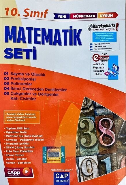 Çap Yayınları 10. Sınıf Anadolu Lisesi Matematik Seti Çap Yayınları