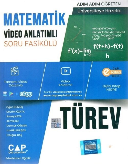 Çap Yayınları YKS AYT Matematik Türev Konu Anlatımı Soru Bankası Video Çözümlü Çap Yayınları