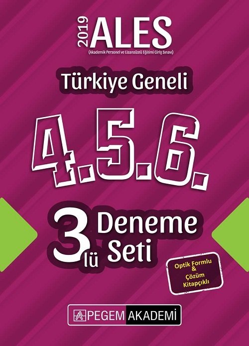 Pegem 2019 ALES Türkiye Geneli 3 Deneme (4.5.6) Pegem Akademi Yayınları