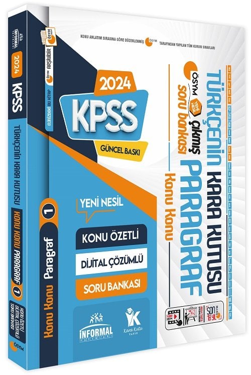 İnformal 2024 KPSS Türkçenin Kara Kutusu-1 Konu Konu Paragraf Çıkmış Sorular Soru Bankası İnformal Yayınları