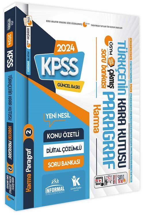 İnformal 2024 KPSS Türkçenin Kara Kutusu-2 Karma Paragraf Çıkmış Sorular Soru Bankası İnformal Yayınları