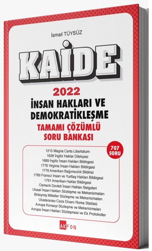 Akfon 2023 İnsan Hakları ve Demokratikleşme KAİDE Soru Bankası Çözümlü - İsmail Tüysüz Akfon Yayınları