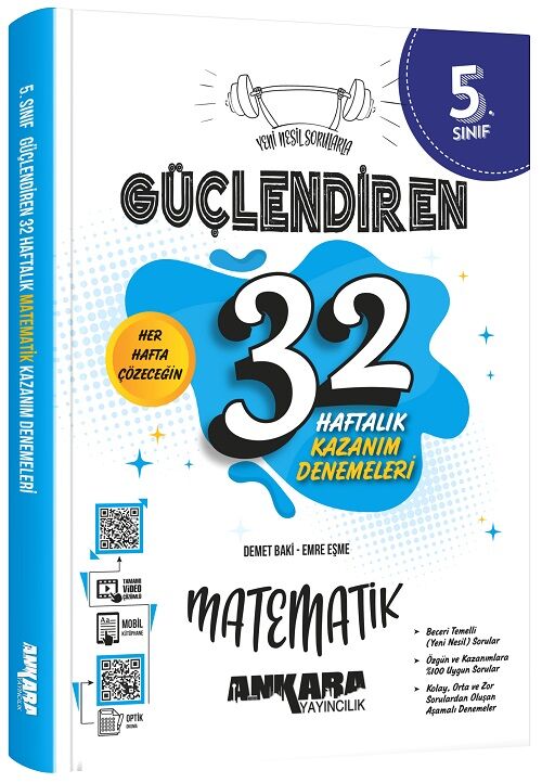 Ankara Yayıncılık 5. Sınıf Matematik Güçlendiren 32 Haftalık Kazanım Denemeleri Ankara Yayıncılık