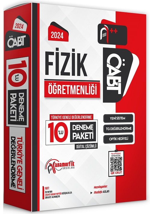 Anamorfik 2024 ÖABT Fizik Öğretmenliği Türkiye Geneli 10 Deneme Dijital Çözümlü Anamorfik Yayınları