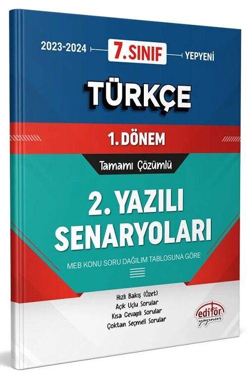 Editör 7. Sınıf Türkçe 1. Dönem Ortak Sınav 2. Yazılı Senaryoları Editör Yayınları