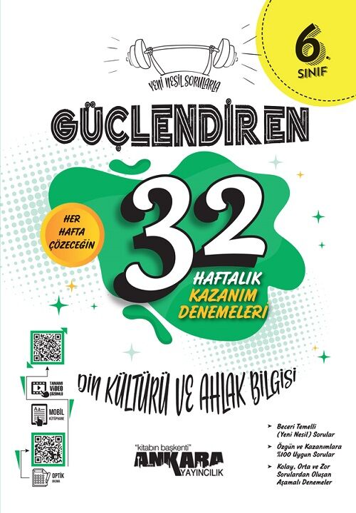 Ankara Yayıncılık 6. Sınıf Din Kültürü ve Ahlak Bilgisi Güçlendiren 32 Haftalık Kazanım Denemeleri Ankara Yayıncılık