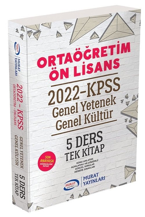 SÜPER FİYAT Murat 2022 KPSS Lise Ortaöğretim Ön Lisans Konu Anlatımlı 5 Ders Tek Kitap Murat Yayınları