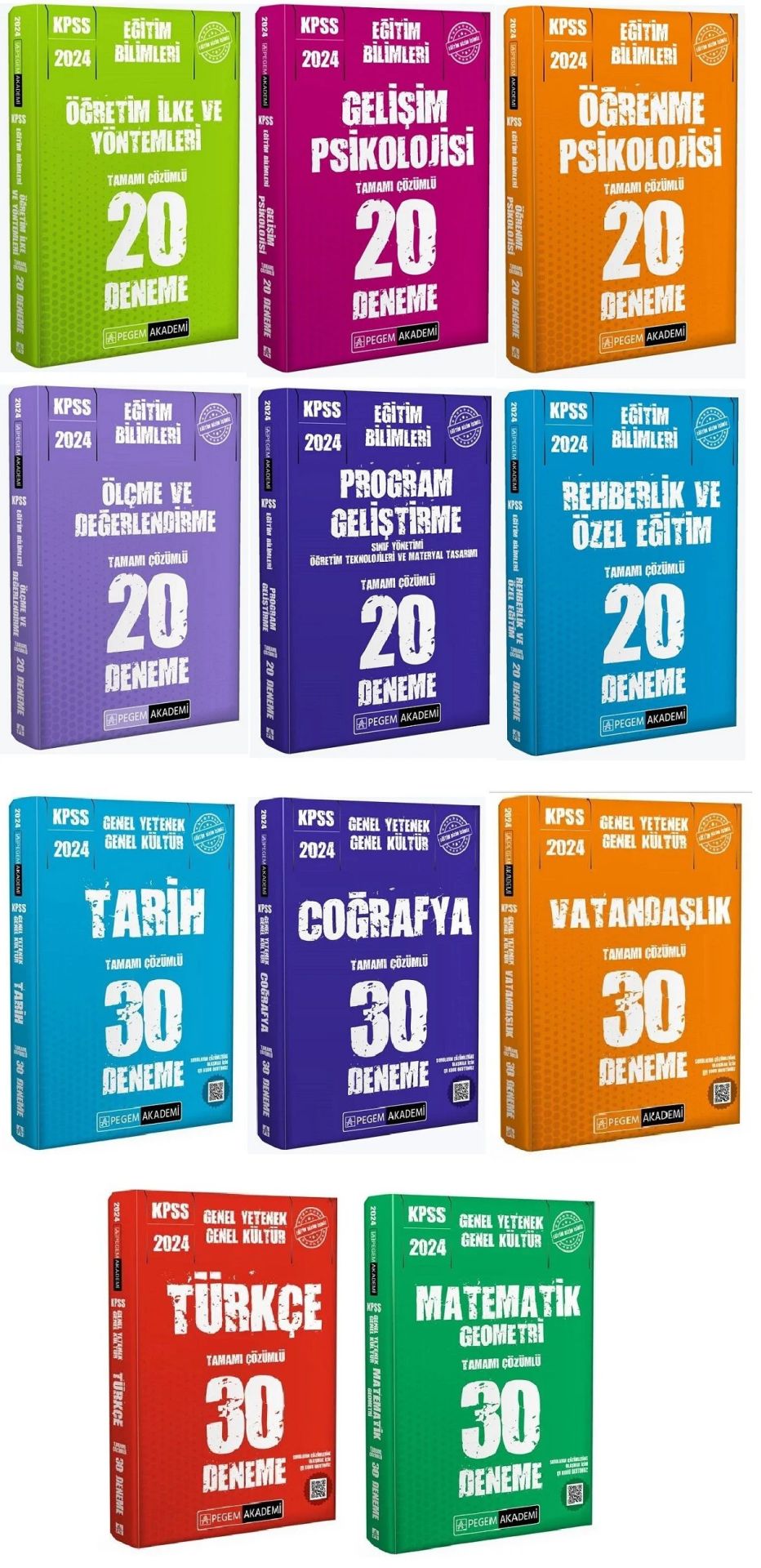 Pegem 2024 KPSS Eğitim Bilimleri + GYGK 120+150 Deneme 11 li Set Pegem Akademi Yayınları