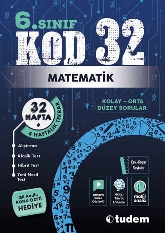 Tudem 6. Sınıf Matematik Kod 32 Tekrar Testleri Tudem Yayınları