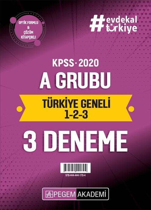 SÜPER FİYAT Pegem 2020 KPSS A Grubu Türkiye Geneli 3 Deneme (1-2-3) Pegem Akademi Yayınları
