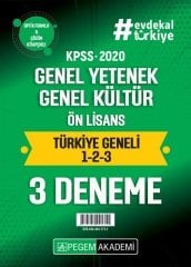 SÜPER FİYAT Pegem 2020 KPSS Ön Lisans Türkiye Geneli 3 Deneme (1-2-3) Pegem Akademi Yayınları