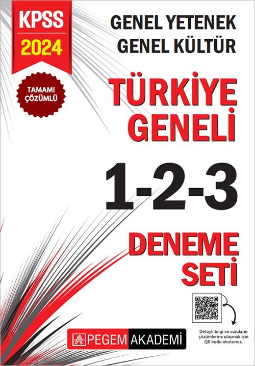 Pegem 2024 KPSS Genel Yetenek Genel Kültür Türkiye Geneli 3 Deneme (1-2-3) Pegem Akademi Yayınları