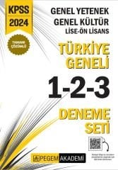 Pegem 2024 KPSS Lise Ortaöğetim Ön Lisans Türkiye Geneli 3 Deneme (1-2-3) Pegem Akademi Yayınları