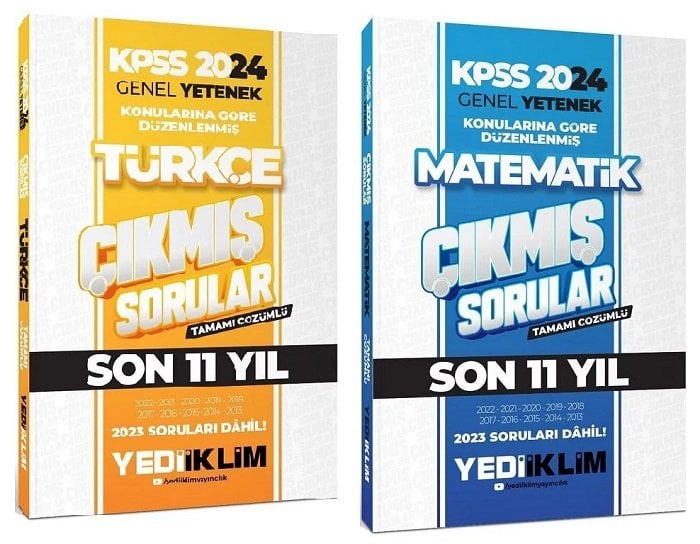 Yediiklim 2024 KPSS Türkçe+Matematik Son 11 Yıl Çıkmış Sorular Konularına Göre 2 li Set Yediiklim Yayınları